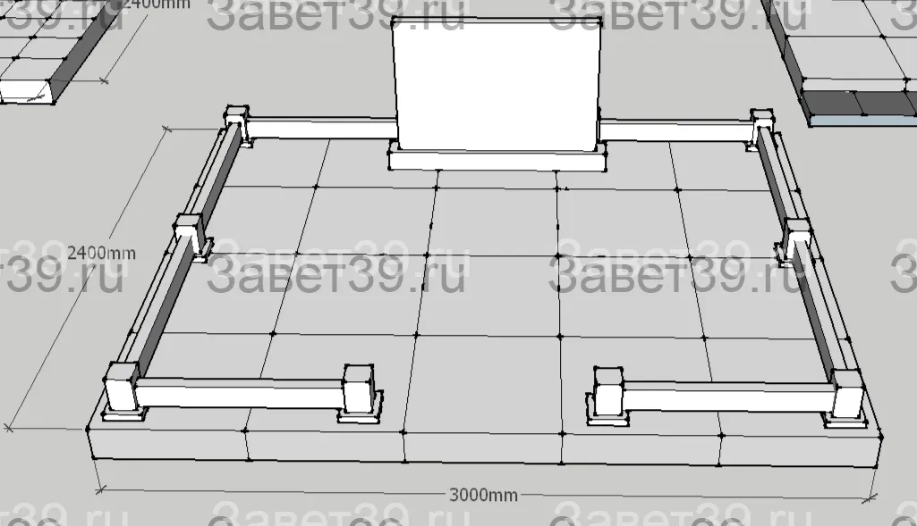 Подиум двойной 300х240х15 см с гранитным бордюром